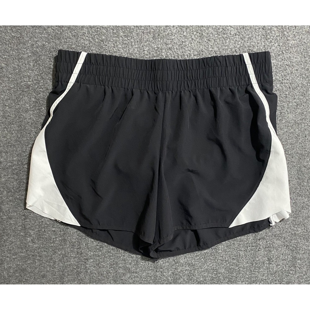 Xersion Womens Mid-Rise Quick-Dri Running Shorts Black White Size L 71111-9